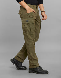 Olive Comfort Straight Fit Stretch Cargo Pants 