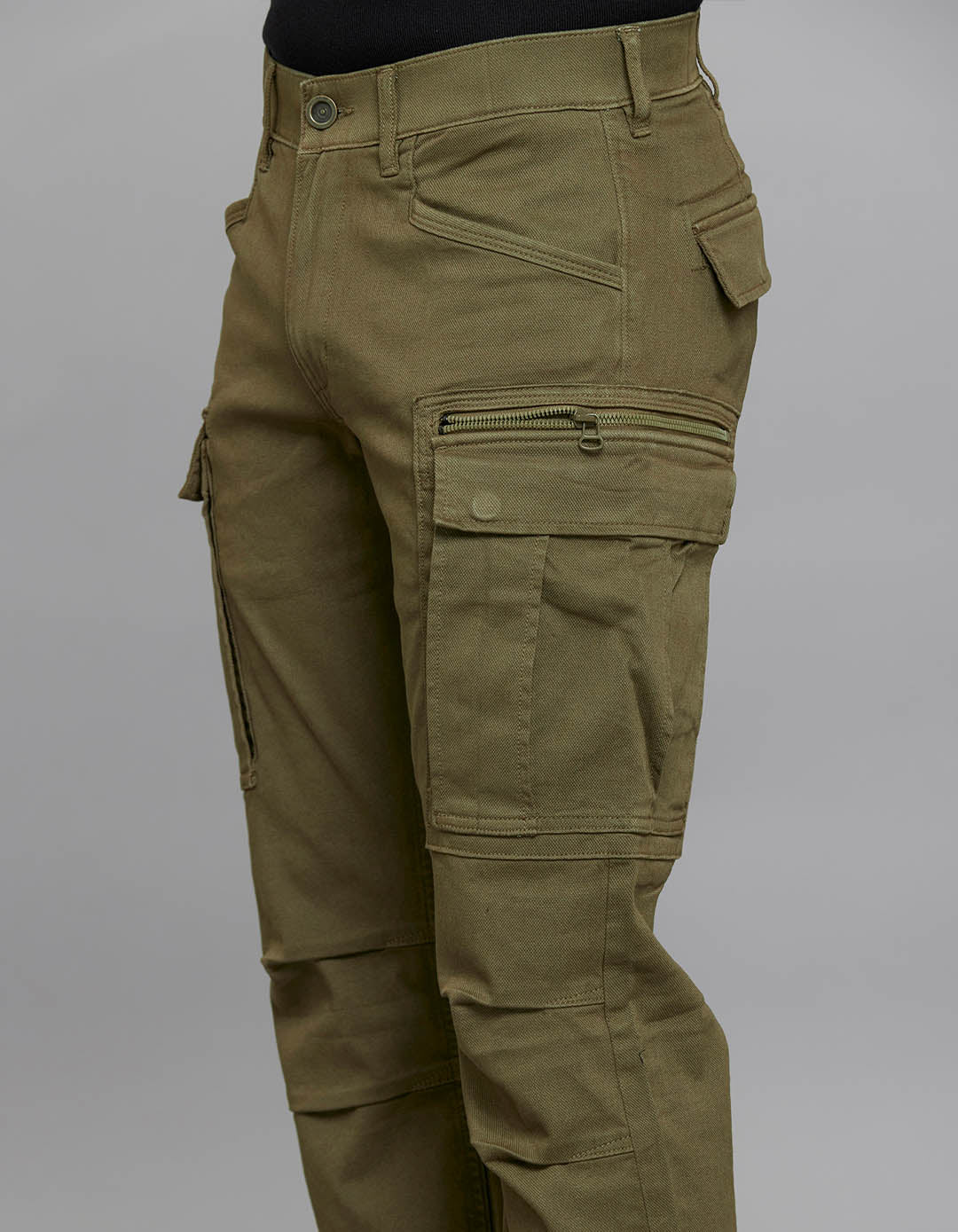 Olive Comfort Straight Fit Stretch Cargo Pants 