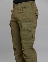 Olive Comfort Straight Fit Stretch Cargo Pants 