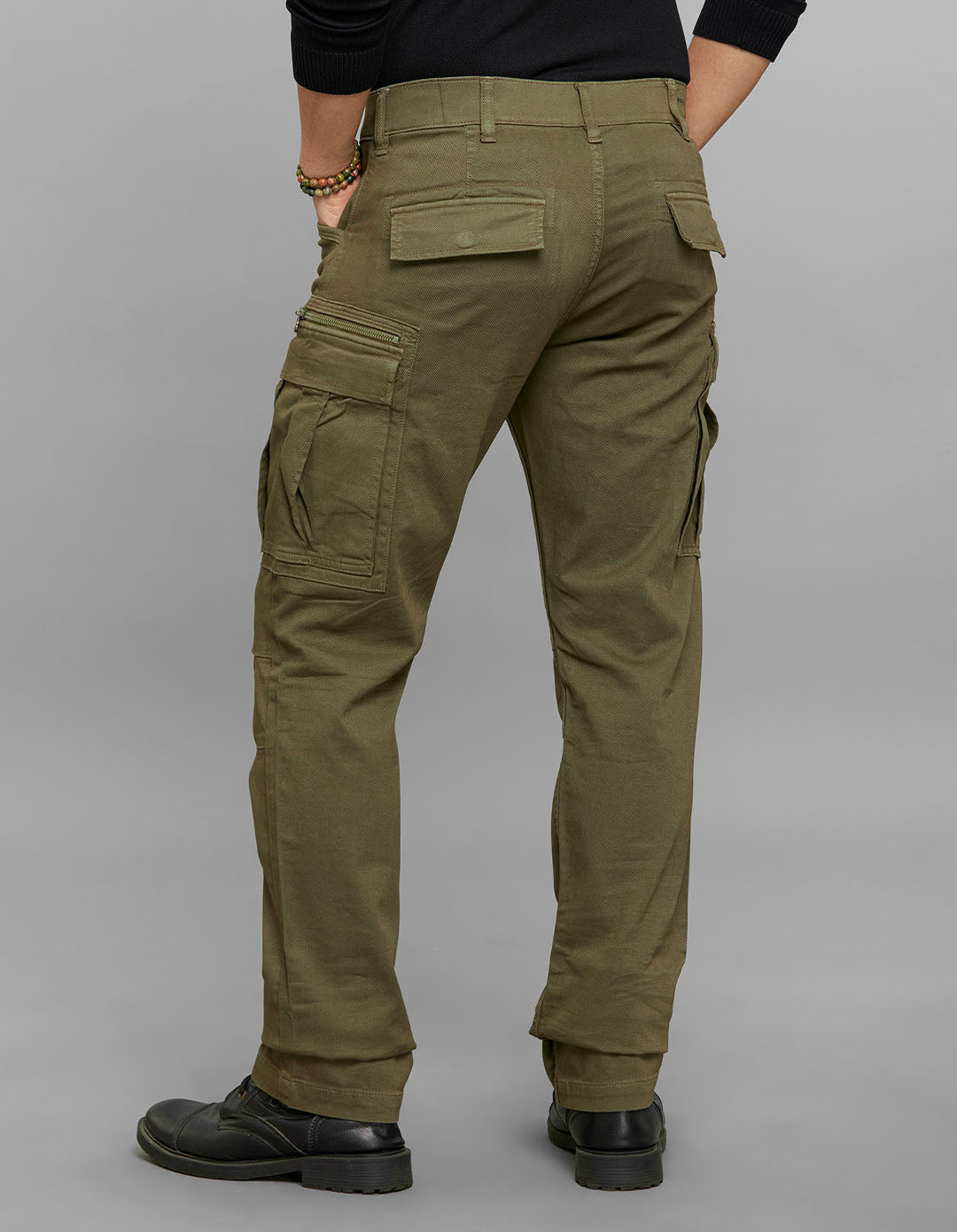 Olive Comfort Straight Fit Stretch Cargo Pants 