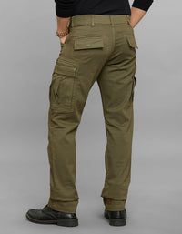 Olive Comfort Straight Fit Stretch Cargo Pants 