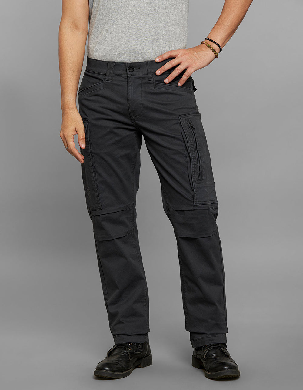 Dark Slate Comfort Straight Fit Stretch Cargo Pants 