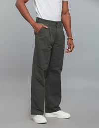 Bottle Green Pleated 100% Polyester Korean Pants