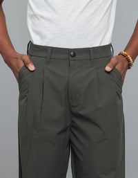 Bottle Green Pleated 100% Polyester Korean Pants