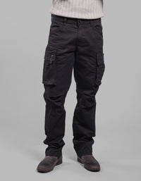 Black Comfort Straight Fit Stretch Cargo Pants