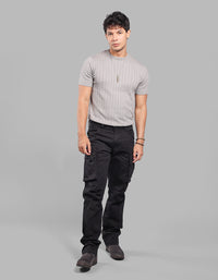 Black Comfort Straight Fit Stretch Cargo Pants