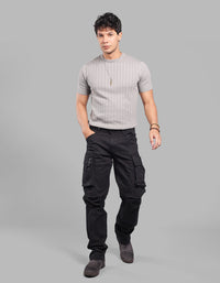 Black Comfort Straight Fit Stretch Cargo Pants