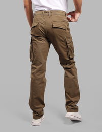 DK KHAKI COMFORT STRAIGHT FIT STRETCH CARGO PANTS