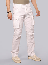 White Comfort Straight Fit Stretch Cargo Pant