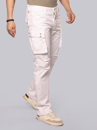 White Comfort Straight Fit Stretch Cargo Pant