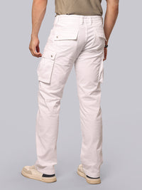 White Comfort Straight Fit Stretch Cargo Pant