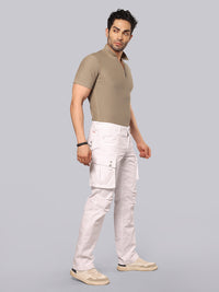 White Comfort Straight Fit Stretch Cargo Pant