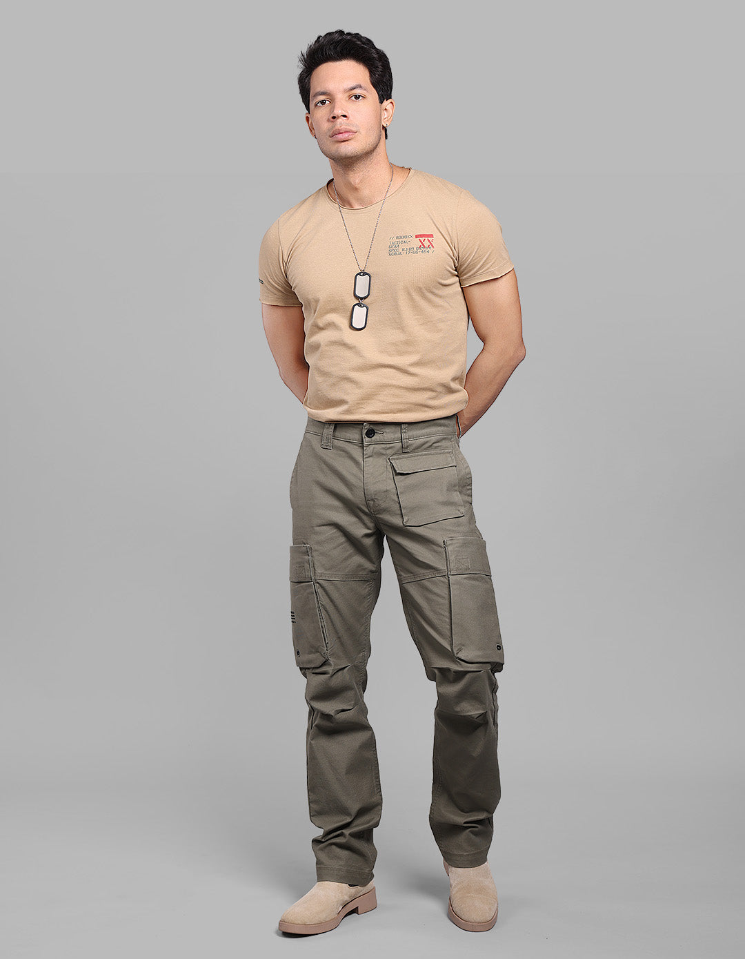 Olive Comfort Straight Fit Stretch Cargo Pant