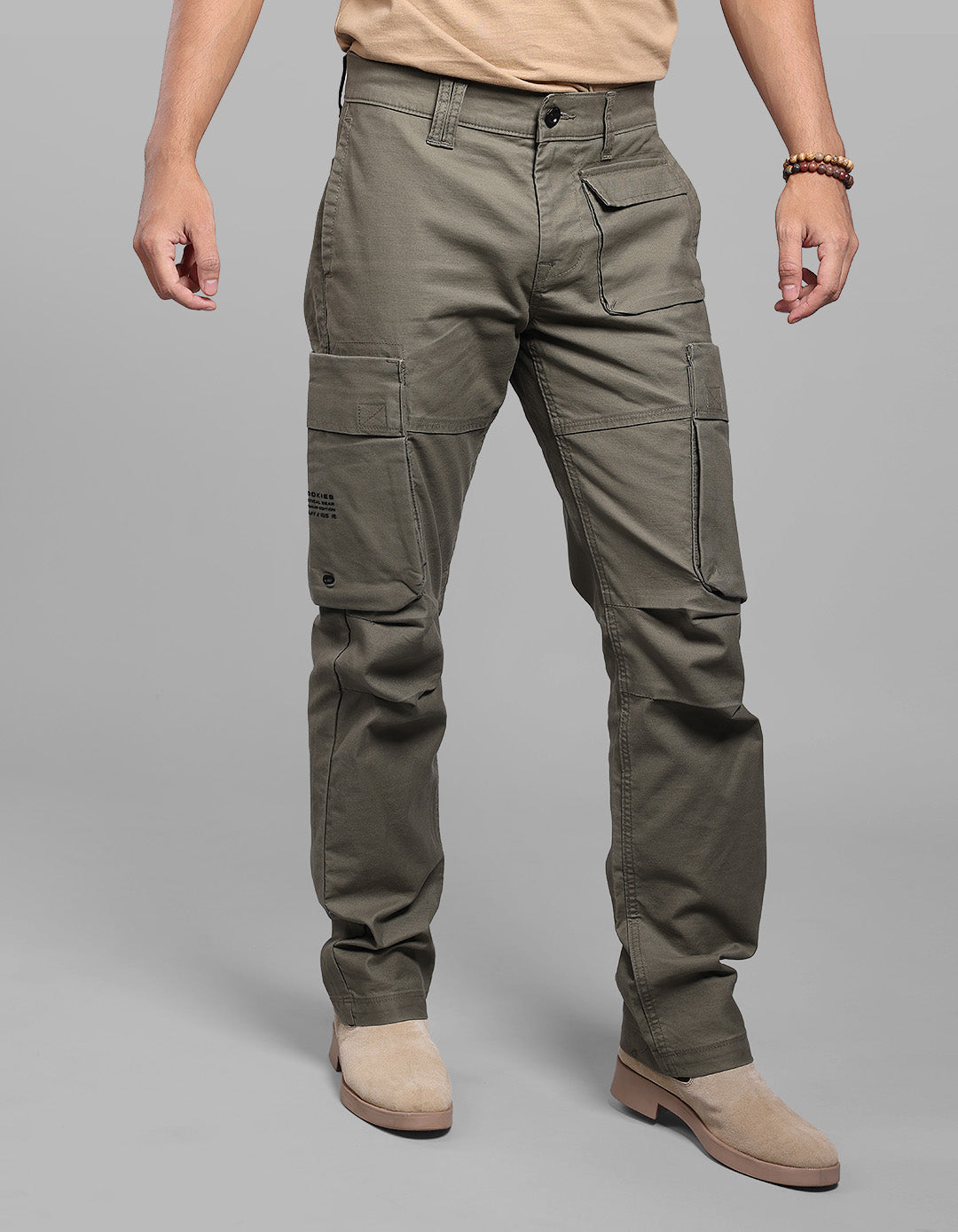 Olive Comfort Straight Fit Stretch Cargo Pant