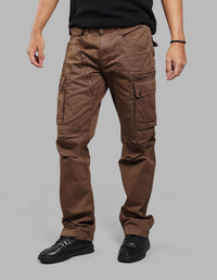 DK KHAKI COMFORT STRAIGHT FIT STRETCH CARGO PANTS