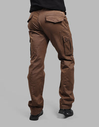 DK KHAKI COMFORT STRAIGHT FIT STRETCH CARGO PANTS