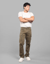 Olive Comfort Straight Fit Stretch Cargo Pants