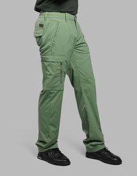 MILITARY GREEN COMFORT STRAIGHT FIT STRETCH CARGO PANTS