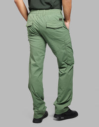 MILITARY GREEN COMFORT STRAIGHT FIT STRETCH CARGO PANTS