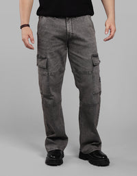 Med Grey Loose Fit Denim Cargo