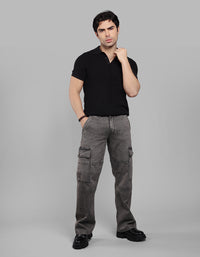 Med Grey Loose Fit Denim Cargo