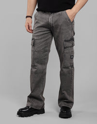Med Grey Loose Fit Denim Cargo
