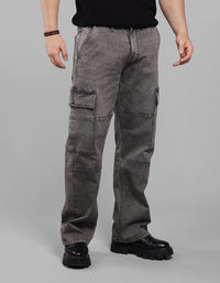 Med Grey Loose Fit Denim Cargo