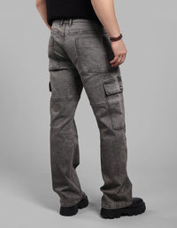 Med Grey Loose Fit Denim Cargo