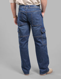 Dark Blue Loose Fit Denim Cargo