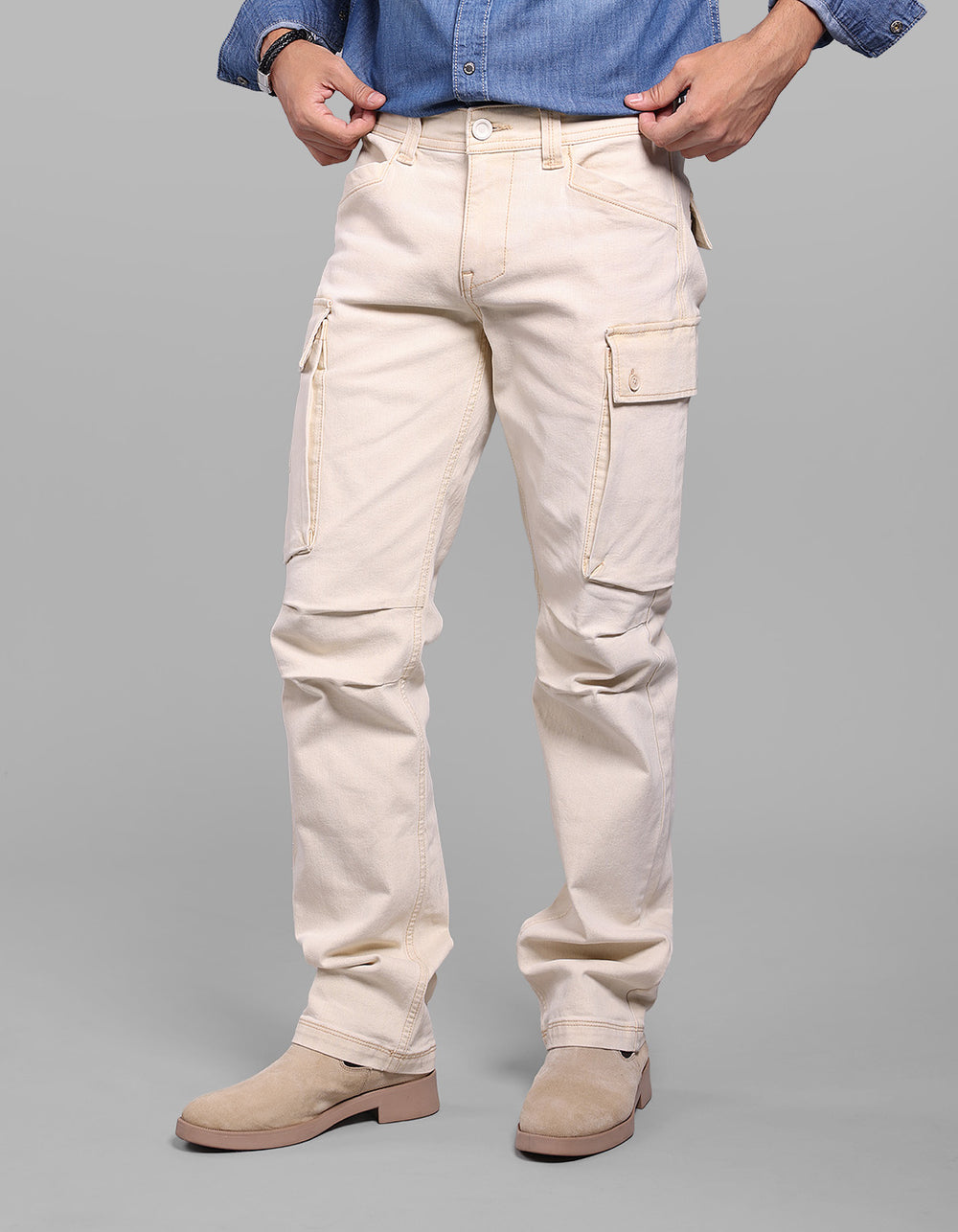 Light Lemon Comfort Straight Fit  Stretch Denim Cargo