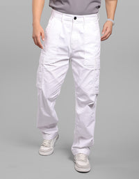 White Comfort Straight Fit Stretch Cargo Pant
