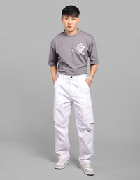 White Comfort Straight Fit Stretch Cargo Pant