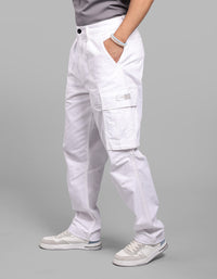 White Comfort Straight Fit Stretch Cargo Pant
