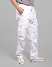 White Comfort Straight Fit Stretch Cargo Pant