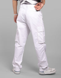 White Comfort Straight Fit Stretch Cargo Pant