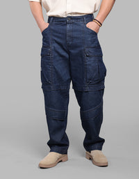 Dk Blue Balloon Fit Denim Cargo