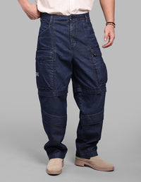 Dk Blue Balloon Fit Denim Cargo