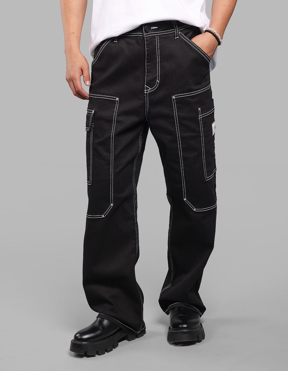 Black Loose Fit Denim Cargo