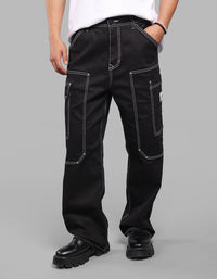Black Loose Fit Denim Cargo