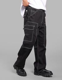 Black Loose Fit Denim Cargo