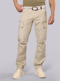 Silver Grey Comfort Straight Fit Stretch Cargo Pant