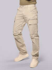 Silver Grey Comfort Straight Fit Stretch Cargo Pant