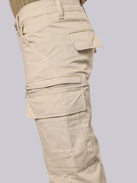 Silver Grey Comfort Straight Fit Stretch Cargo Pant