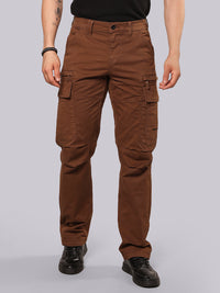 Brown Comfort Straight Fit Stretch Cargo Pant