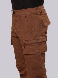Brown Comfort Straight Fit Stretch Cargo Pant