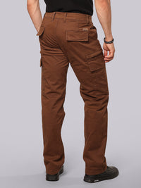 Brown Comfort Straight Fit Stretch Cargo Pant