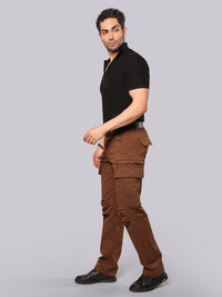 Brown Comfort Straight Fit Stretch Cargo Pant