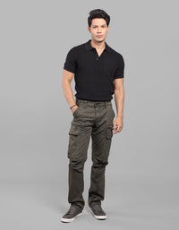 Military Green Comfort Straight Fit Stretch Cargo Pants