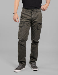 Military Green Comfort Straight Fit Stretch Cargo Pants
