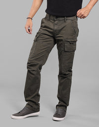 Military Green Comfort Straight Fit Stretch Cargo Pants